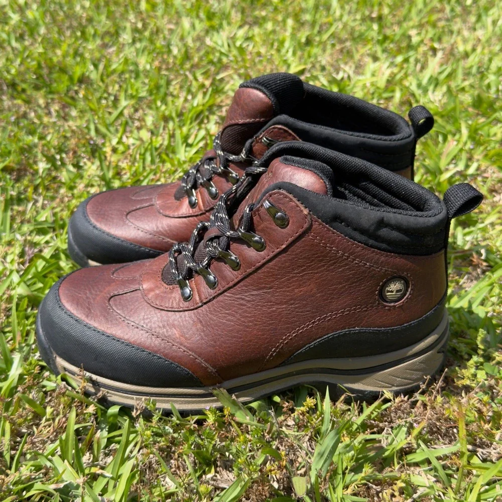 Timberland Backroad Hiker Mid Waterproof Boots Brown Leather Boys‎ Size 3 22713